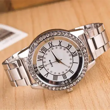 Quartz Watch Naiste Crystal Rhinestone Roostevabast Terasest Randmele Käekella Daamid Rooma Numbritega Kellad relogios masculinos zegarek tamme