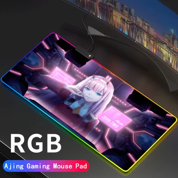 RGB Kallis Aastal Franxx LED Mouse Pad Mesa Gamer Teenetemärgi Arvuti Mängude Tarvikud Backlight Matt Gloway WOW jaoks Null Kaks