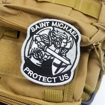 Saint Michael Kaitsta Meid Plaastrid 3D Konksu Aasa Võidelda Tikitud Embleemid Armband Kotid Rõivaste Kaunistamiseks
