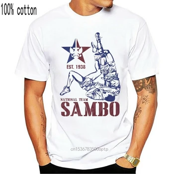 Sambo Uus T-Särk Sport Võidelda Sambo Venemaa Meeskond Top Müügi Meeste Ümber Kaela Puuvillane Vabaaja Muscle Fit Meeste T-Särgid