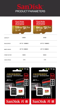 Sandisk Originaal Mälukaart Extreme Mikro-SD-Kaardi A2 A1 v30 eluviis kodukinosüsteemid U3 Flash Card 32GB 64GB TF Kaart 128GB Mälu, Microsd-telefoni