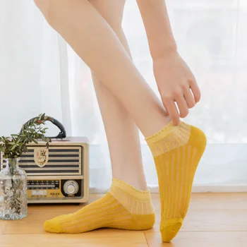 Segast Naine Sokk Jaapani Daamid Sokid Õhukesed Tahke Õnnelik Lühike Sox Hingav Pehme Paarid Õhuke Puuvillane Vintag Suvel Sokken