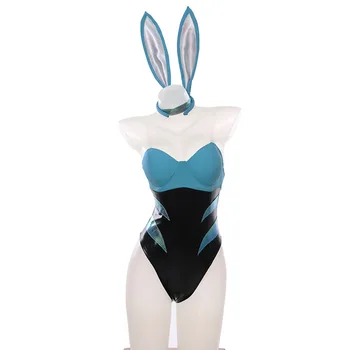 Seksikas Naiste Bunny Tüdruk Cosplay LOL KDA Cos Rogue Assassin Akali Cosplay Kostüüme, Sinine Jänku Kõrvad Täis Komplekt Lepinguosalise Kleit