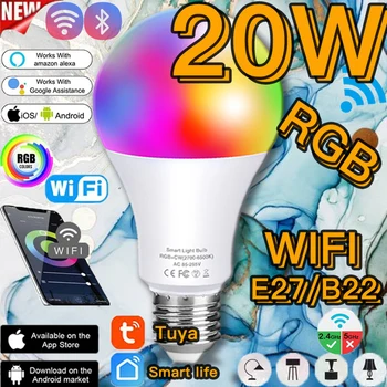 Smart Lamp RGB LED Spot Bluetooth E27 B22 RGB Värvi Tahavaatepeeglid Muutlik Nightlight WIFI/IR Remote Control Töö Alexa