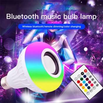 Smart Wireless Bluetooth Pirn Ampull Led Lamp E27 220V RGB Öö Lamp Koos puldiga Kodu Tähelepanu keskpunktis Muusika Lambi T