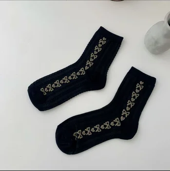 Sokid Naiste Bowknot Naine Sokk Puuvill Õnnelik Värvikas Standard Kõrge Sox Kõrge Kvaliteedi Daamid Kevad Sügis Trendikas Lady Skarpetki