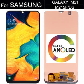 Super AMOLED LCD With Frame SAMSUNG Galaxy M21 2020 LCD M215 Ekraan SM-M215F/DS LCD Ekraan Touch Sensor Digitizer Assamblee