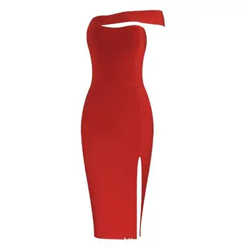 Suvel Bodycon Kleit Naiste Pool Kleit Mini 2021 uustulnukad punane Maha Õla Bodycon Kleit Kuulsus Õhtul Klubi Kleit
