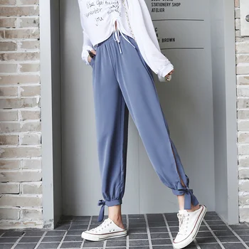 Suvel Naiste Tahke Vabaaja Haaremi Püksid Vibu Gooti Sifonki Lahti Pluss Suurus Laterna Püksid Korea Fashion Pantalones Ropa Mujer