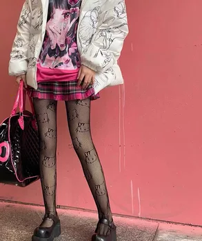 Suvel Sxey Naiste Retuusid Punk Jk Lolita Sokid Mustad Sukkpüksid Kitty Cat, Võrksukki Harajuku Sukad Tätoveering Sukkpüksid