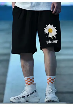 Suvine Meeste lühikesed Püksid Sport korea Fashion Streetwear Trükitud Lille lühikesed Püksid Meeste Vabaaja Elastne Vöökoht Meeste Riided Higi lühikesed Püksid