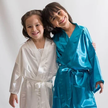 Sünnipäev Tüdruk Rüü Hommikumantel Lapsed Laste Riided Tüdrukutele Silk Satin Kimono Riideid Hommikumantel Sleepwear