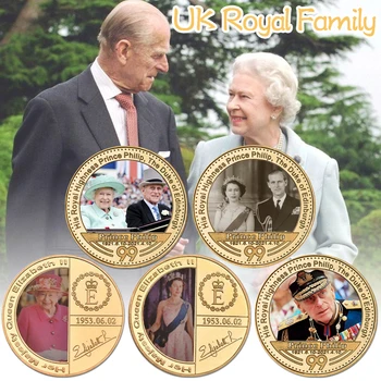 Tema Majesteet Kuninganna Elizabeth II Kuld mälestusmünte ÜHENDKUNINGRIIGI Kuningliku Perekonna Prints Philip Suveniiride Väljakutse Medal Mündi Kingitusi Tema