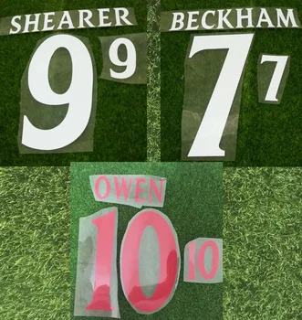 Tundsin 2000 Inglismaa Nameset 9 Shearer 7 BECKHAM 10 Owen Jalgpall Number Soojuse Tramsfer Jalgpall Plaaster