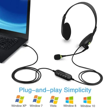 USB Gaming Headset Multi-Key Kontrolli Call Center Müra Tühistamises Juhtmega Kõrvaklapid, HD Mikrofon ARVUTI /Laptop/Arvuti