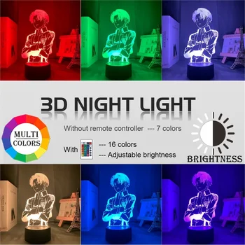 Uus Akrüül 3d LED Night Light Anime Rünnak Titan Kelle Yeager Levi Ackerman Tabel Lamp Touch Sensor Nightlight Kingitus Lastele