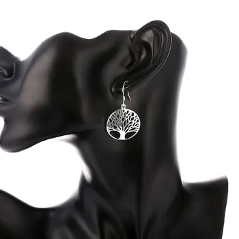 Uus kuum 925 Sterling Silver Kõrvarõngad Naiste kõrge kvaliteedi fashion Ehted lepinguosalise Õõnes Nikerdatud Ring puu Kõrvarõngad lady Kingitused