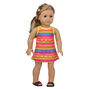 Uus Saabus 18 Tolline American Doll Riided Tüdruku Kingitus Bohemian Krae ümber Kleit 43 Cm, Uus Baby Born Nukk