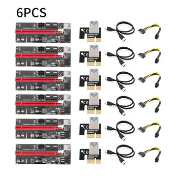 Uute tulijate PCI-E Ärkaja 6tk/Pakk USB 3.0 Pci-E Ärkaja Ver 009S Express 1X Kuni 16X Extender Ärkaja Adapter 15 kuni 6-Pin Power Cable