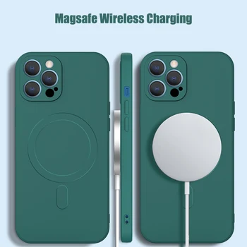 Vedela Silikooniga Magnet Case for iPhone 12 Pro Max 11Pro X Xs Xr 7 8 Plus 12 Mini Juhtmeta Laadija Magsafing Magnet tagakaas