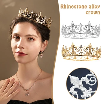 Vintage Royal Full Ring Crown Barokk Sulamist Rhinestone Tiaras Pruutneitsi Kuningas Peapaela Naised Mehed LL@17