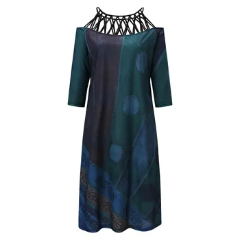 Vintage Sirge Kleit Naiste Mood Keskmise Pikkusega Tie-dye Printimiseks Pikkade varrukatega Päitsed Kleit Daamid Rüü Femme Vestidos