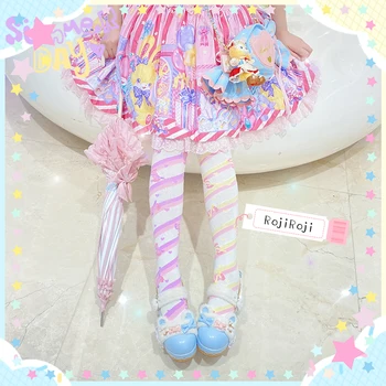 Väike Komm Lolita sokid naistele üle põlve sokid Lolita Jaapani Harajuku candy triibulised sukad