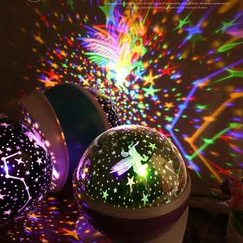 Värvikas Romantiline Unistus Pöörlevad LED Starry Night Light USB Aku Jõul Tähe Kujuline Projektor Lapsed Laste Magamistoa Lambid