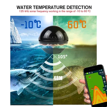 XA-02 Traadita Kala Leidja Echo Usaldusväärsem Kaasaskantav Sonar 48M Smart Bluetooth Detektor Kalapüügi Häire ühildub IOS & Android