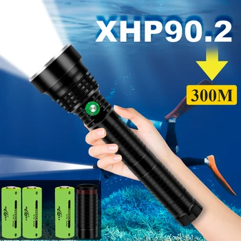 Xhp90 sukelduda xhp70 veealuse võimas led taskulamp lamp, veekindel taskulamp, sukeldumine 26650 or18650 xhp50 jahindus scuba flash valgus