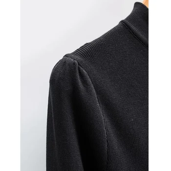 ZA Uus Naiste Pikk Sleevs Jersey Kleit 2021 Uus Seksikas Temperament O Kaela-line Seelik (Solid Color Kõrge Vöökoht Mini Seelik