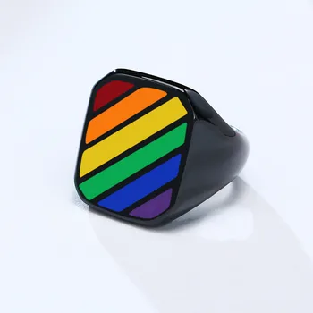 ZORCVENS 2021 Uus Punk Vintage Rainbow Värvi Signet Rõngad Meeste Must 316L Roostevabast Terasest ja TRANSSEKSUAALIDE Pulm Ehteid Kingitused