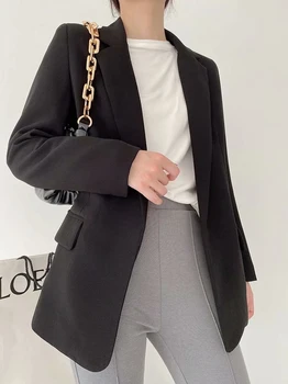 ZXQJ vintage stiilne naiste bleiser 2020 asukoht daamid jakk jakid elegantne naine tahke must sobib tüdrukud stiilne komplekti