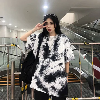 Ülegabariidiliste T-särk, Pael värvi Lühikesed varrukad korea fashion Tops Hip-Hop harajuku Streetwear Gooti Losse Pluss Suurus naised Tshirt 2021