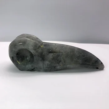 108mm Naturaalne Käsitsi nikerdatud Labrador Raven kolju mineraal kristall Lind, pea kuju Loomade статуэтки для интерьера