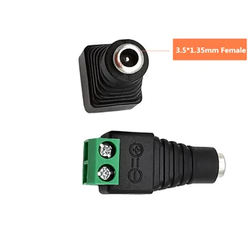 10tk/ 12V mees + naine 2.1x5.5MM 3.5x1.35mm DC power jack plug adapter connector CCTV kaamera roheline
