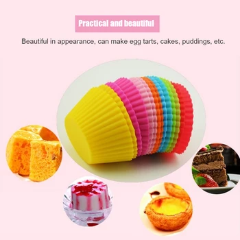 12tk/Set Silikoon Cupcake Kook Cup Bakeware Värviline Ring Shap Muffin Cup Juhul DIY 3D Kook Cupcake Vormid Vidinaid Köök Tööriistad