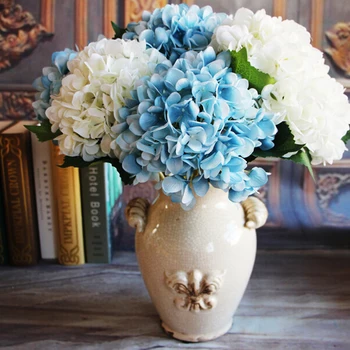 1tk Siidist kunstlilled Hydrangea Pulm Teenetemärgi Valge tehislilled Kevadel Hydrangea Pulm Lilled Kaunistamiseks