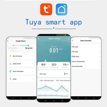 2.4 G Wifi Temperatuuri Ja Niiskuse Andur Automaatika Häire Anduri Tuya Smart App Auto Kontrollitud Tuya Smart Air Box Formaldehüüdi