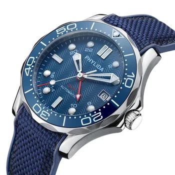 200M Veekindel Automaatne GMT Watch Fashion Luksus Mehaaniline Käekell Roostevabast Terasest Vaata Blue meeste relogio masculino