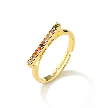 2020 Hot Müük Kulla Värvi Avatud Ring Naistele Unikaalne Disain, Värvilised CZ Inlay Palm Ringi Naiste Pulm Ehteid Kaasamine Kingitus