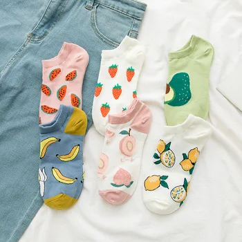 2020 Naiste Sokid Lühike Värvikas Sox Puuvillased Sokid Puuviljad Mood Sokid Tüdrukud Banaani, Sidruni Arbuus Paat Sokid