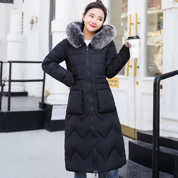 2021 talvel korea stiilis x-pikk jakk naiste mõlemale poolele saab kanda liiga õhuke kapuutsiga koos karusnaha krae mujer parka frau jacke