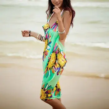 2021 Trükitud Cover-ups Seksikas Beach Kleit Naiste Päitsed Pilduma Sifonki Ranna Rätik Bikiinid Wrap Pareo Seelikud Avatud-Tagasi Supelrõivad