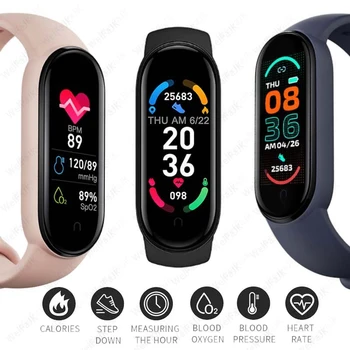 2021 Uus M6 Smart Bänd Vaadata Meeste Ja Naiste Bluetooth Smartwatch Südame Löögisageduse Fitness Jälgimise Sport Käevõru Apple Xiaomi Kellad