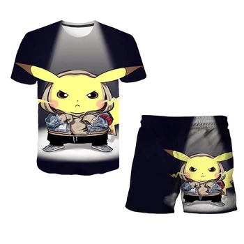 2021New Poisid Pikachu Anime 3D Print T-Särk Komplekt Suvel Tee Särgid Lastele Pokemon Cartoon 4-14 Aastat, Riided, Topid Clothin