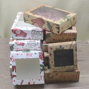 20pcs 6 suurus DIY Valge /Pruun jõulud kasti akna raamatut kinkekarbis kook Pakend Pulm kodu poole muffin pakend
