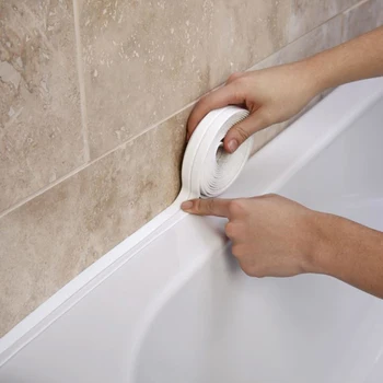 3.2mx38mm vannitoa kraanikauss vann tihend lint valge PVC-isekleepuv, veekindel seina kleebis