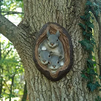 3 Oravad Hugger Vaik Uudsus Garden Ornament Tree Hugger Veidrad Puu Kuju Decor Väljas Skulptuurid Aed Õue Kunst