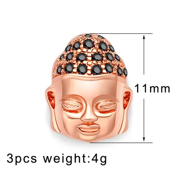 3tk/palju CZ Crystal Usuliste Buddha Pea Võlusid Vask Distants Helmed Õnnelik Bodhisattva Mikro Sillutada Lahti Helmed Ehete Tegemine